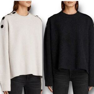 AllSaints Faye Crew Neck Wool & Cashmere Blend Ribbed Knit Jumper Sweater Sz XS